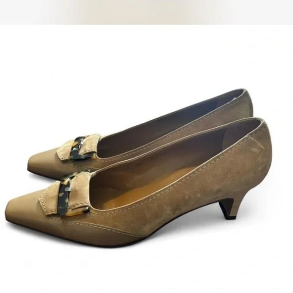 Salvatore Ferragamo Women's Tan Suede Kitten Heels - Picture 2 of 4